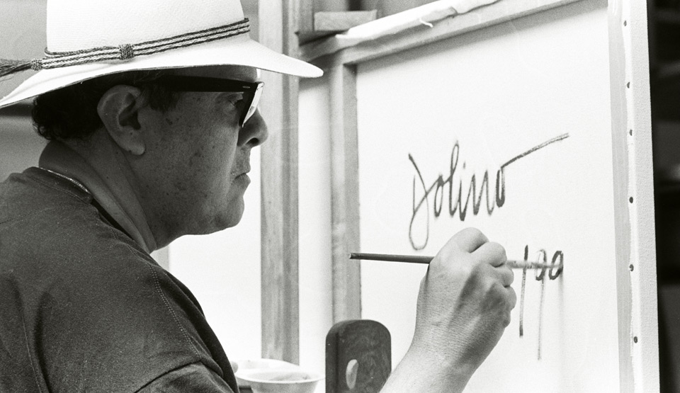 O artista em seu atelier em Petrópolis, ensaio de Ricardo de Hollanda.